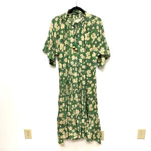 Rungolee Womens Green Floral Tassel Flutter Sleeve Tiered Melodie Midi Dress XL